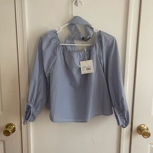 Misguided choker balloon sleeve Bardot top